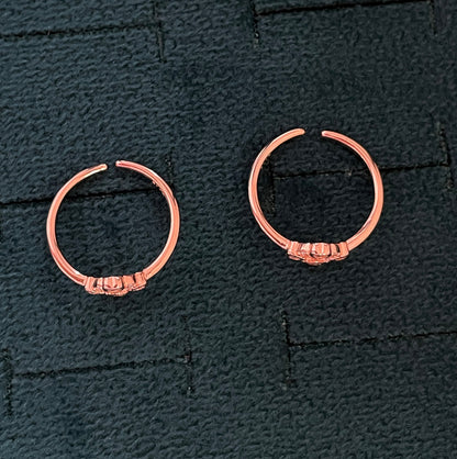 92.5 Silver Rose Gold Plated White CZ Heart Frame Toe Rings