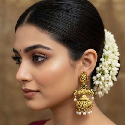 92.5 Silver Gold Plated Jhumka Earrings for Women | Elegant Traditional Design | Ethnic Festive Jewellery