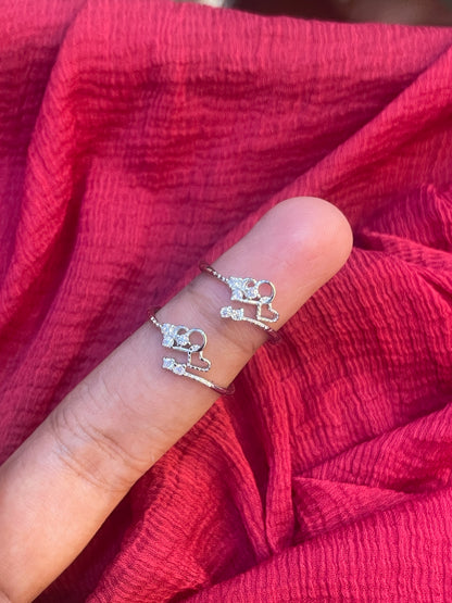 92.5 Silver Heart Toe Rings for Women | Minimal Love Motif | Adjustable Elegant Jewellery