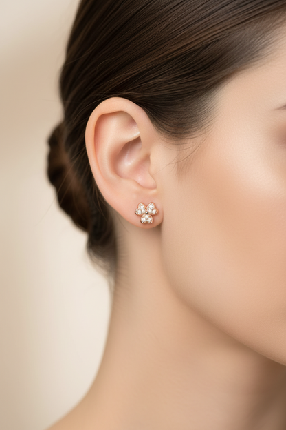 92.5 Silver Rose Gold Plated Flower Earrings for Women | Elegant Floral Design | Stylish Jewellery