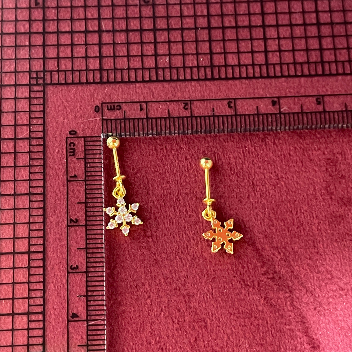 92.5 Silver Gold Plated Snowflake Bugadi - Pair
