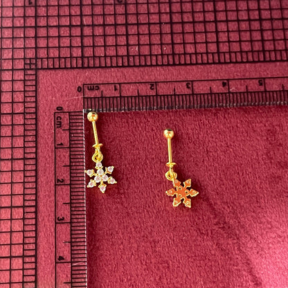 92.5 Silver Gold Plated Snowflake Bugadi - Pair