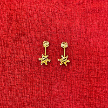 Gold Plated CZ Bugadi Pair for Women | Helix Cartilage Earrings