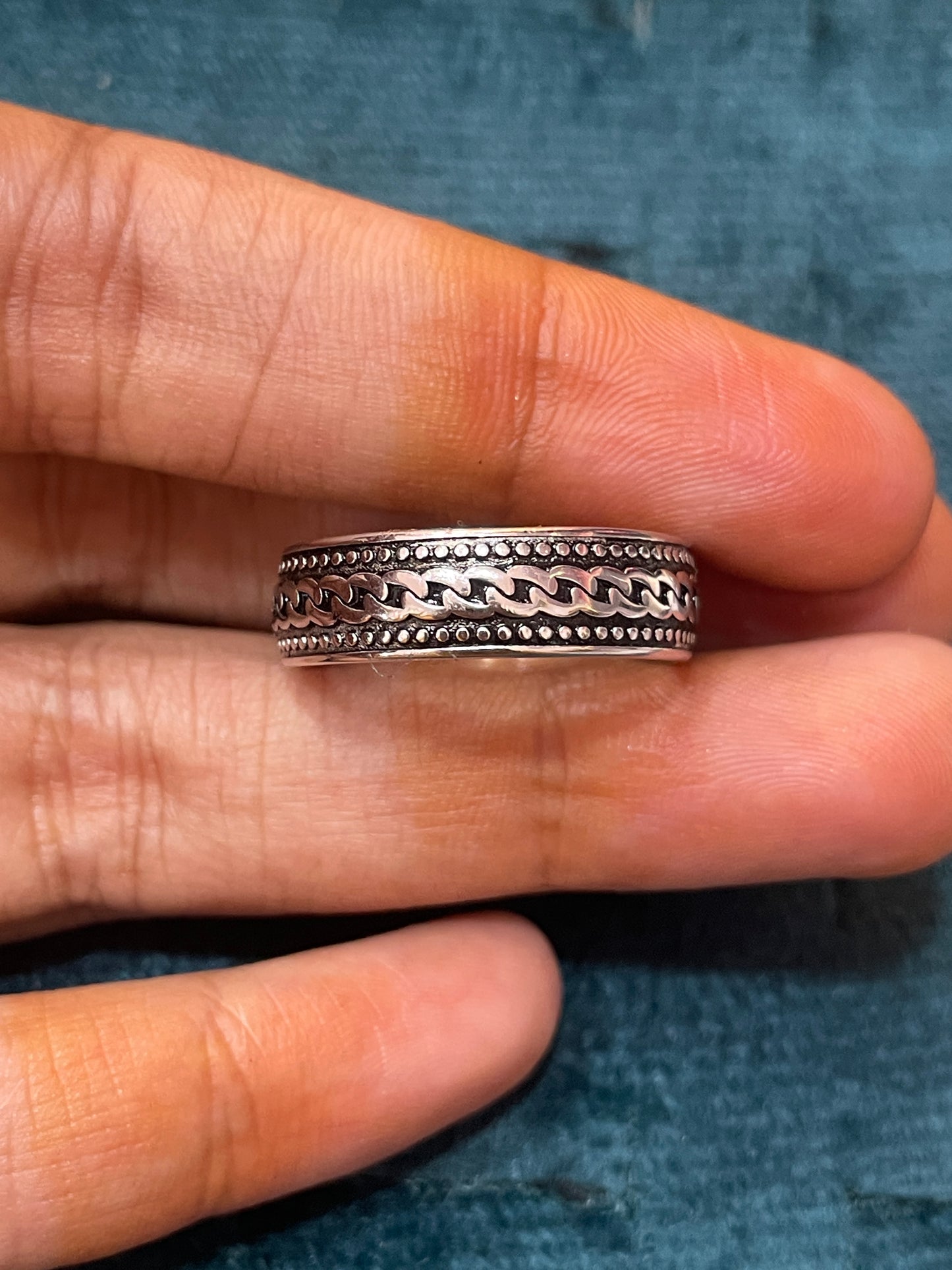 92.5 Silver Oxidised Men’s Ring Size 24 | Stylish Classic Vintage Design | Elegant Jewellery