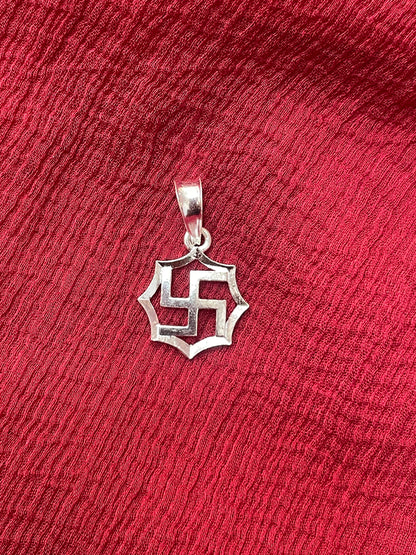 92.5 Silver Swastik Pendant for Men & Women | Sacred Symbol Design | Spiritual Jewellery