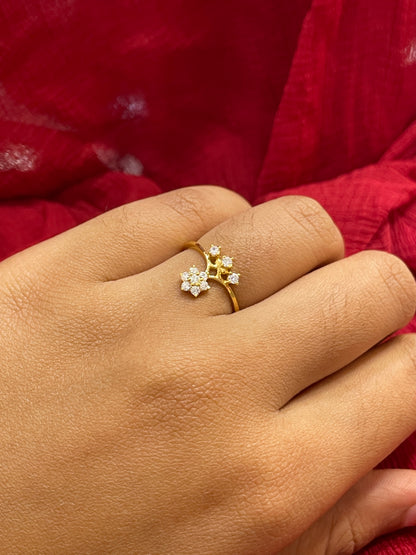92.5 Silver Gold Plated Flower Ring for Women Size 13 | Stylish Floral Design | Elegant Jewellery