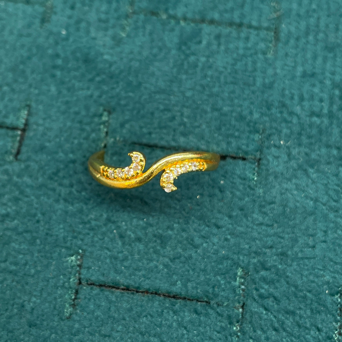 92.5 Silver with Gold Plating Curve Ring for Women