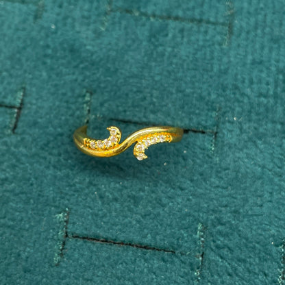 92.5 Silver with Gold Plating Curve Ring for Women