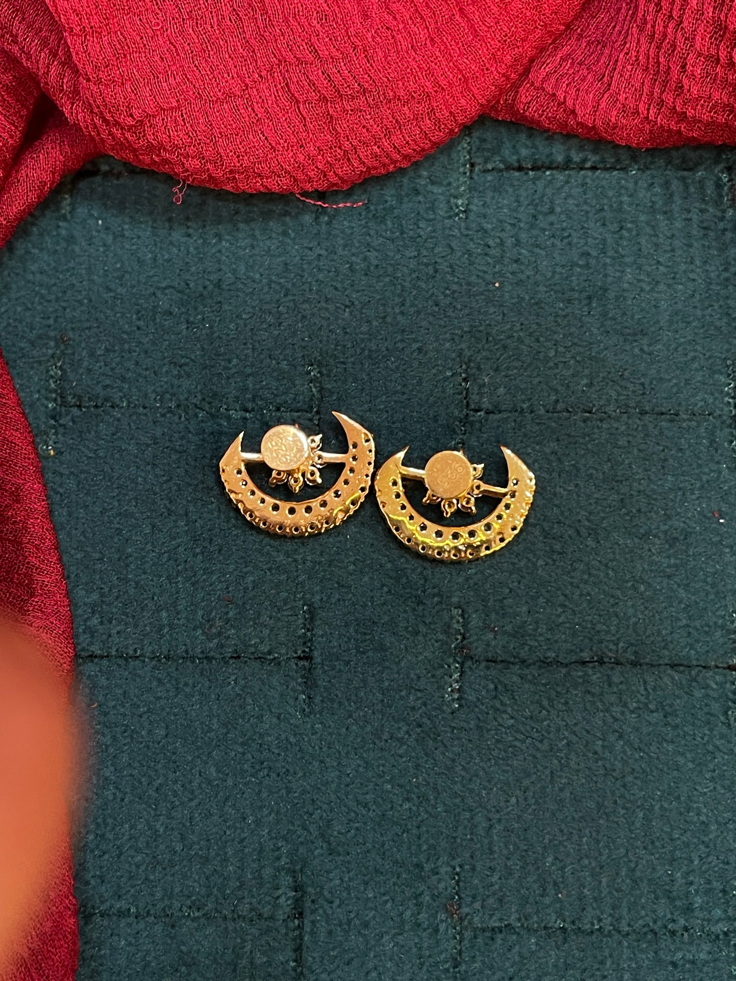 925 Silver Gold Plated Moon Flower Studs