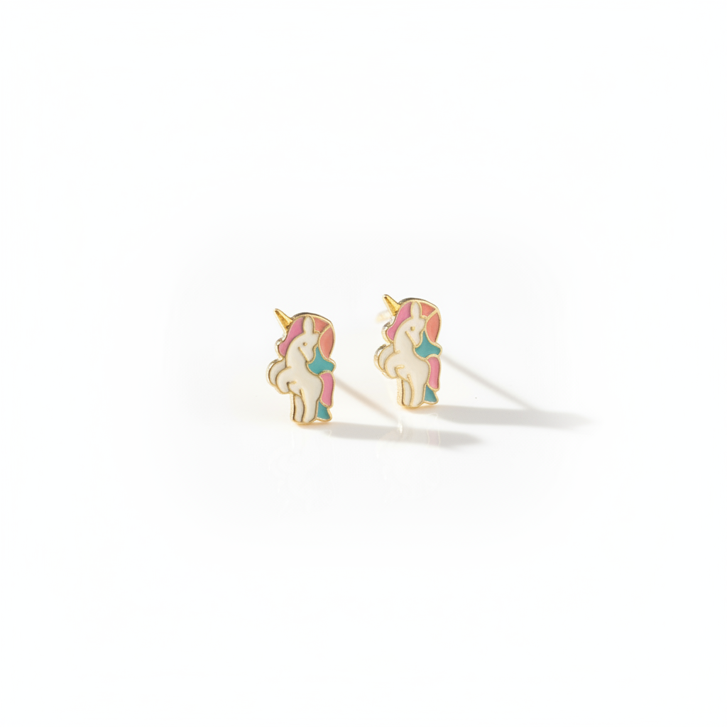 92.5 Silver Unicorn Kids Earrings | Cute Fantasy Design | Baby Jewellery pair