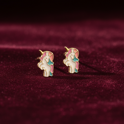 92.5 Silver Unicorn Kids Earrings | Cute Fantasy Design | Baby Jewellery pair
