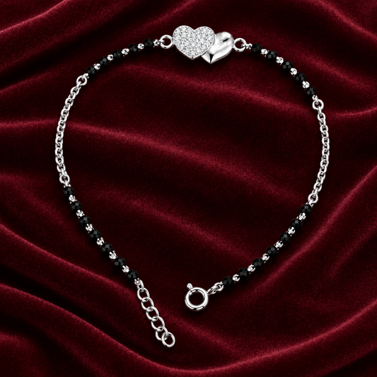 92.5 silver black bead bracelet 