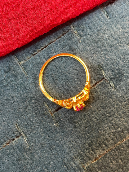92.5 silver gold plated pink stone ring size 11