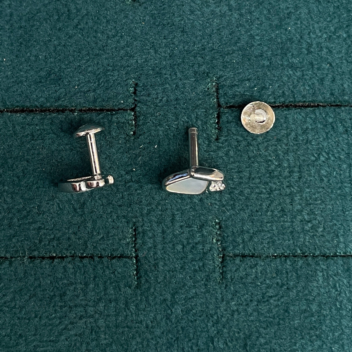 92.5 Silver White Mother-of-Pearl Butterfly Stud Earrings Pair
