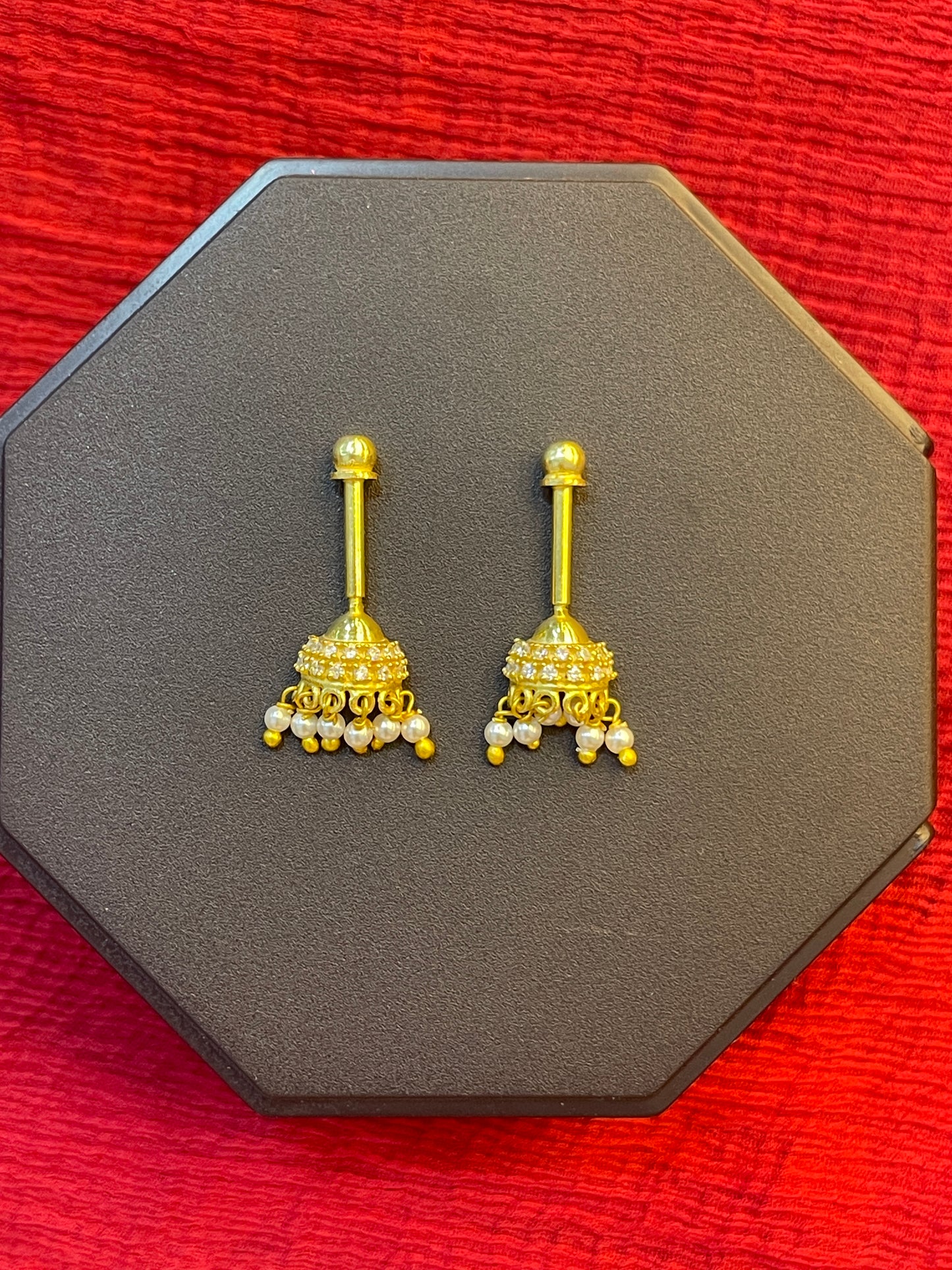 92.5 Silver Gold Plated CZ Bugadi Pair for Women | Stone Studded Helix Earrings | Elegant