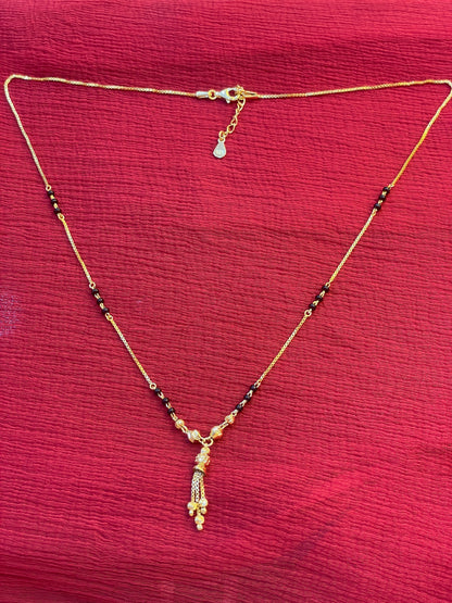 92.5 Silver Gold Plated Minimal Black beads chain 20 inches