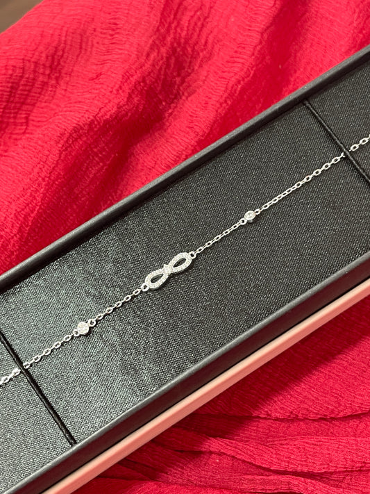 92.5 Silver Infinity Bracelet 8 Inches | Premium Stylish Elegant Design | Jewellery