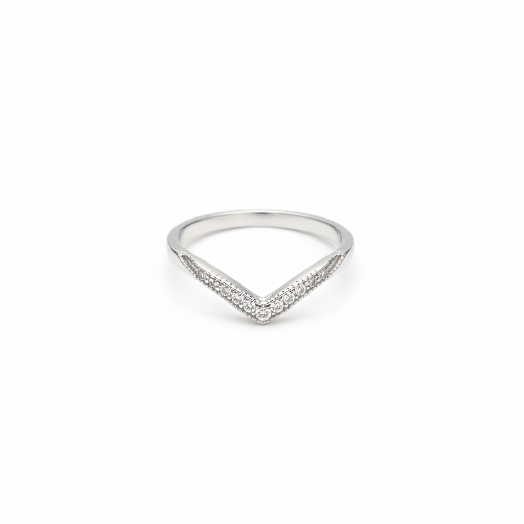 92.5 Sterling Silver V-Chevron Finger Ring
