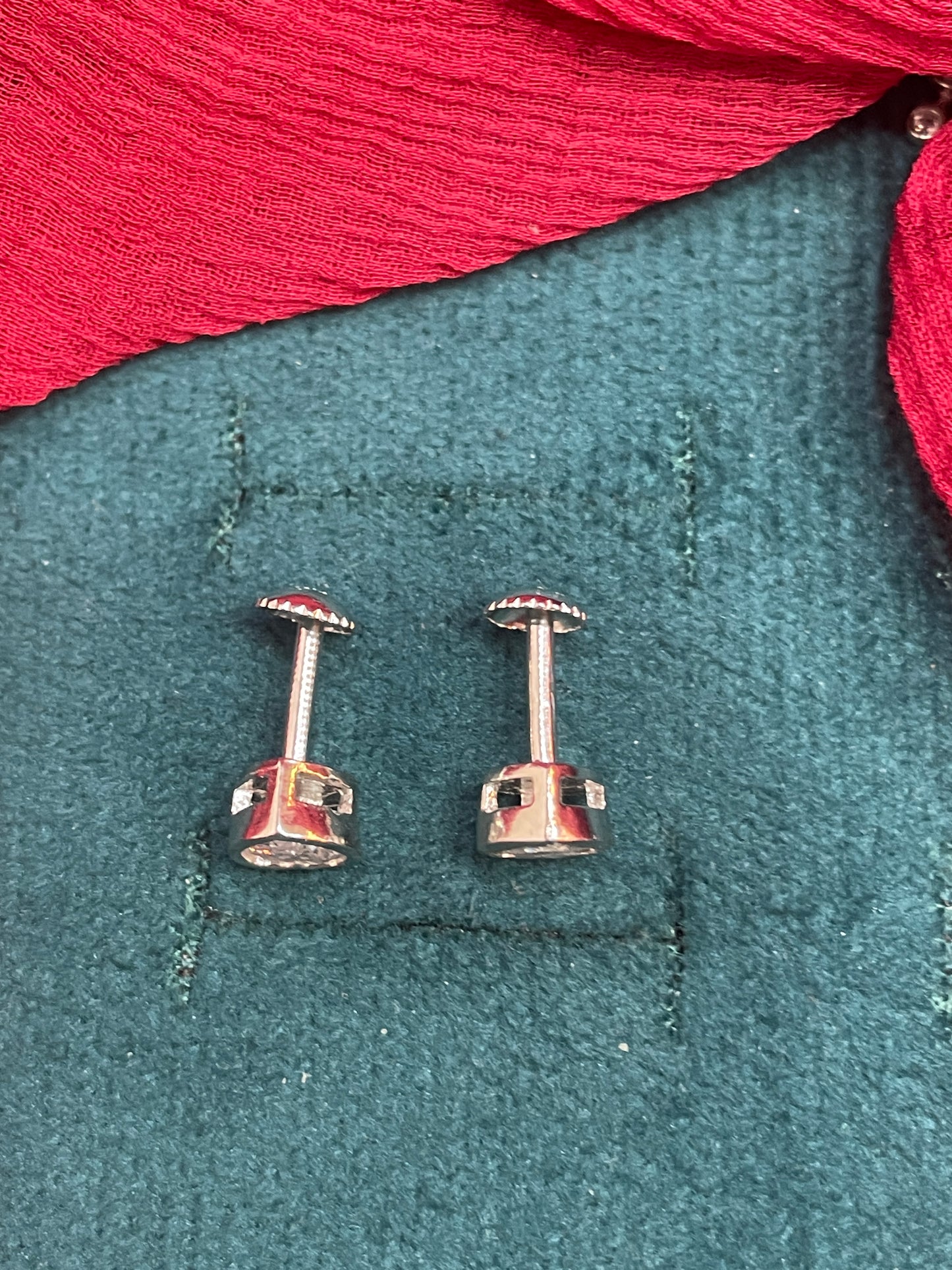 92.5 Silver Heart Studs Pair