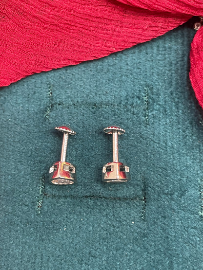 92.5 Silver Heart Studs Pair