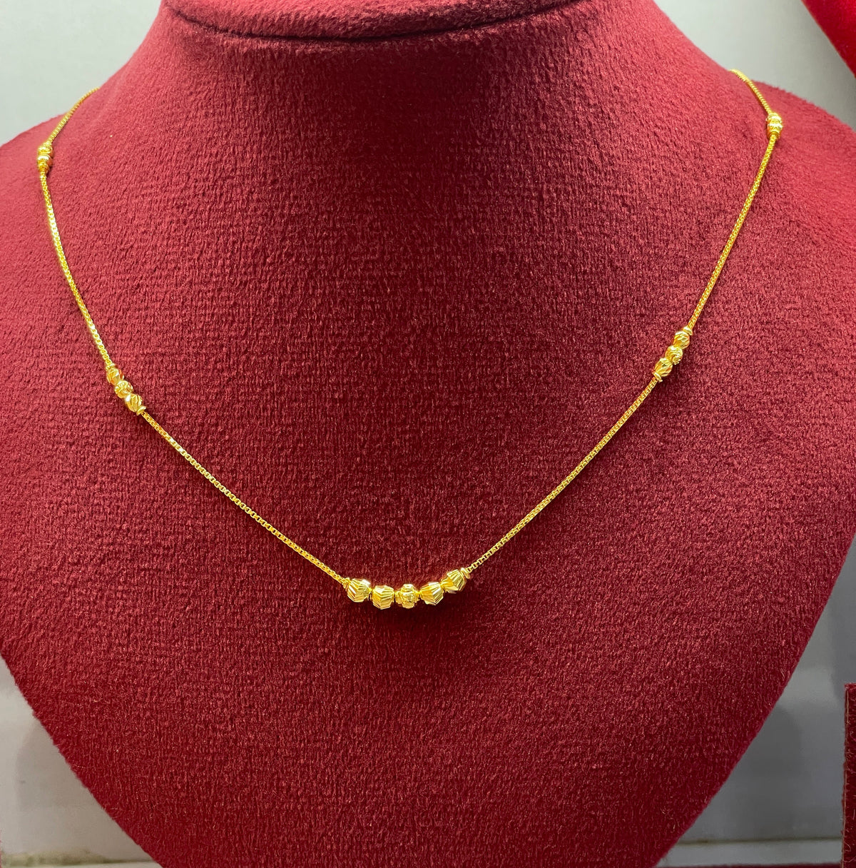 92.5 Silver Gold Plated Faceted Ball Station Chain Necklace for Women