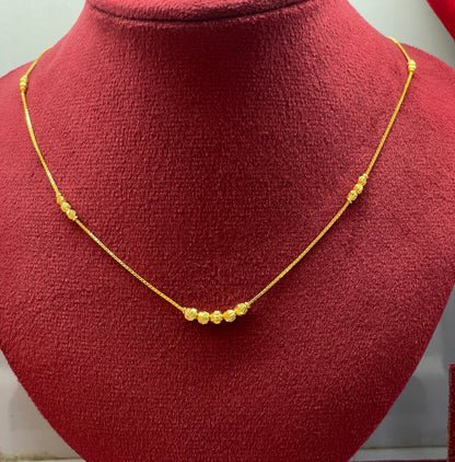 92.5 Silver Gold Plated Faceted Ball Station Chain Necklace for Women