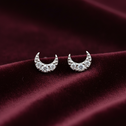 925 Silver Crescent Studs - Ball back