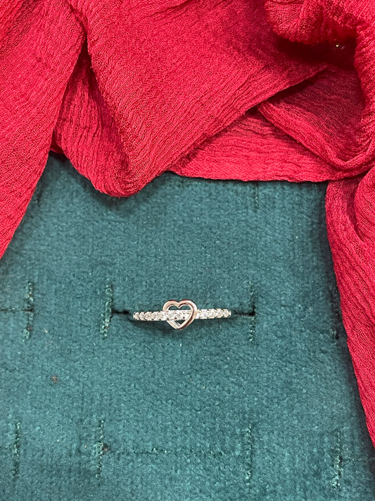 92.5 Silver Heart Ring - Size 9