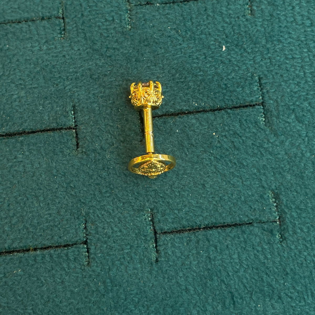 92.5 Silver Gold Plated Vel Reversible Stud Single Piece