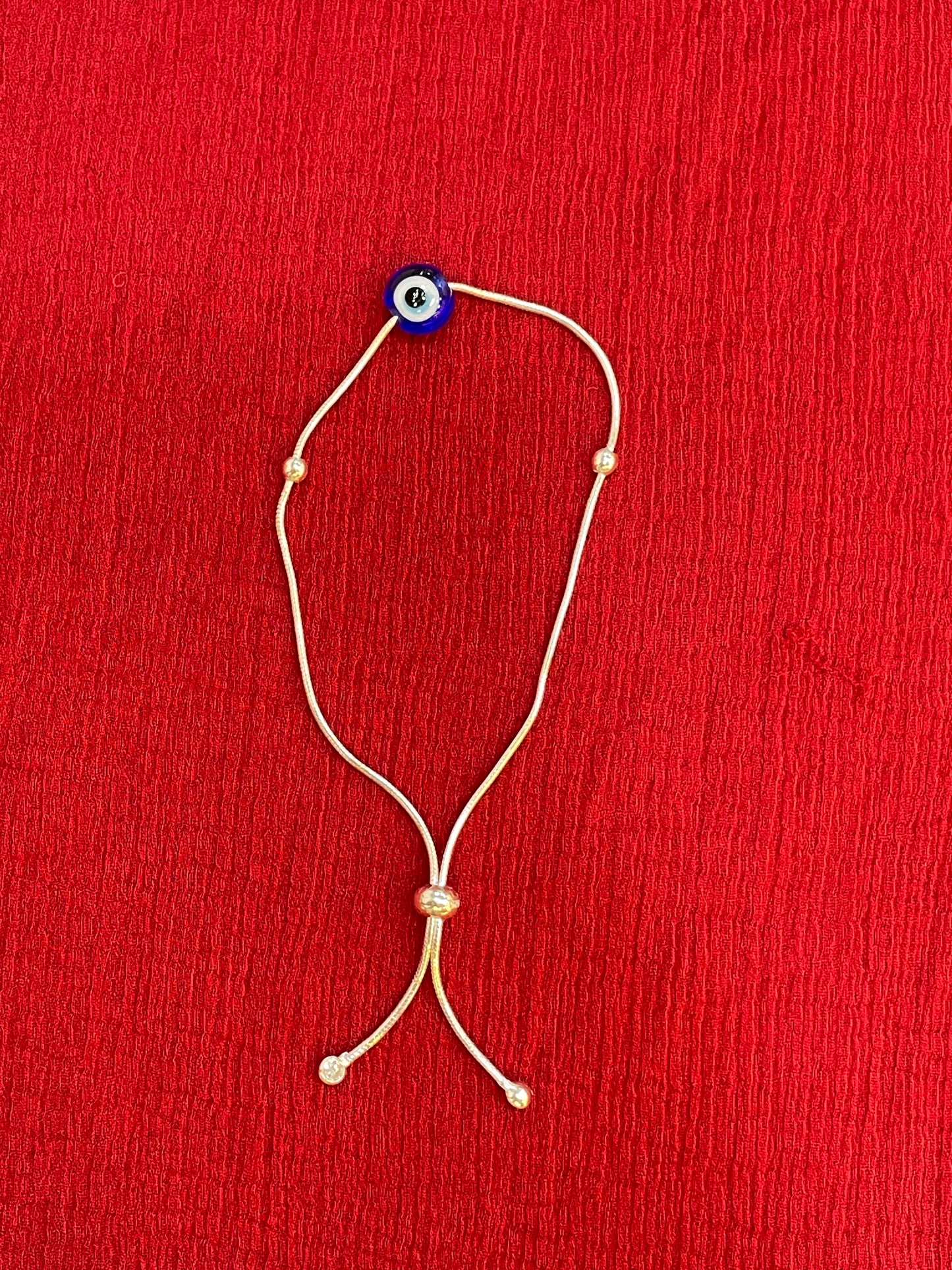92.5 Silver Evil Eye Minimalist Adjustable Bracelet for Women | Blue Bead Design