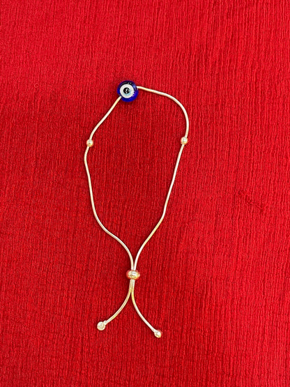 92.5 Silver Evil Eye Minimalist Adjustable Bracelet for Women | Blue Bead Design
