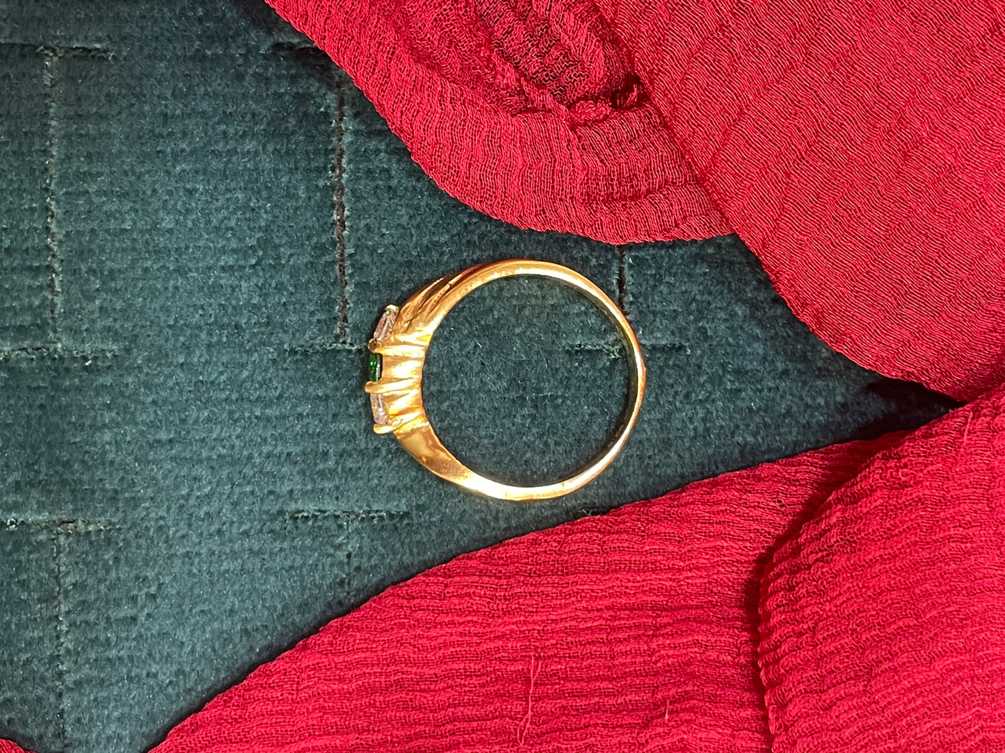92.5 Silver Gold Plated Green Stone Ring for Women Size 12 | Stylish Elegant Design | Premium Jewellery