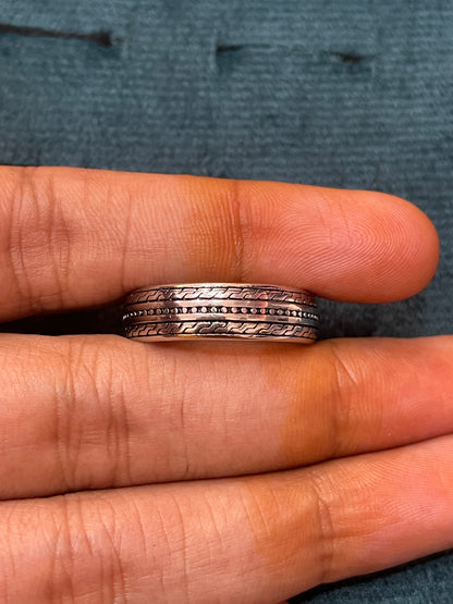 92.5 Silver Oxidised Men’s Ring Size 25 | Stylish Bold Vintage Design | Elegant Jewellery