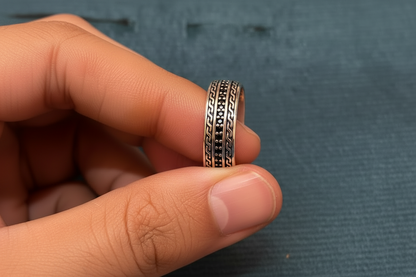 92.5 Silver Oxidised Men’s Ring Size 25 | Stylish Bold Vintage Design | Elegant Jewellery