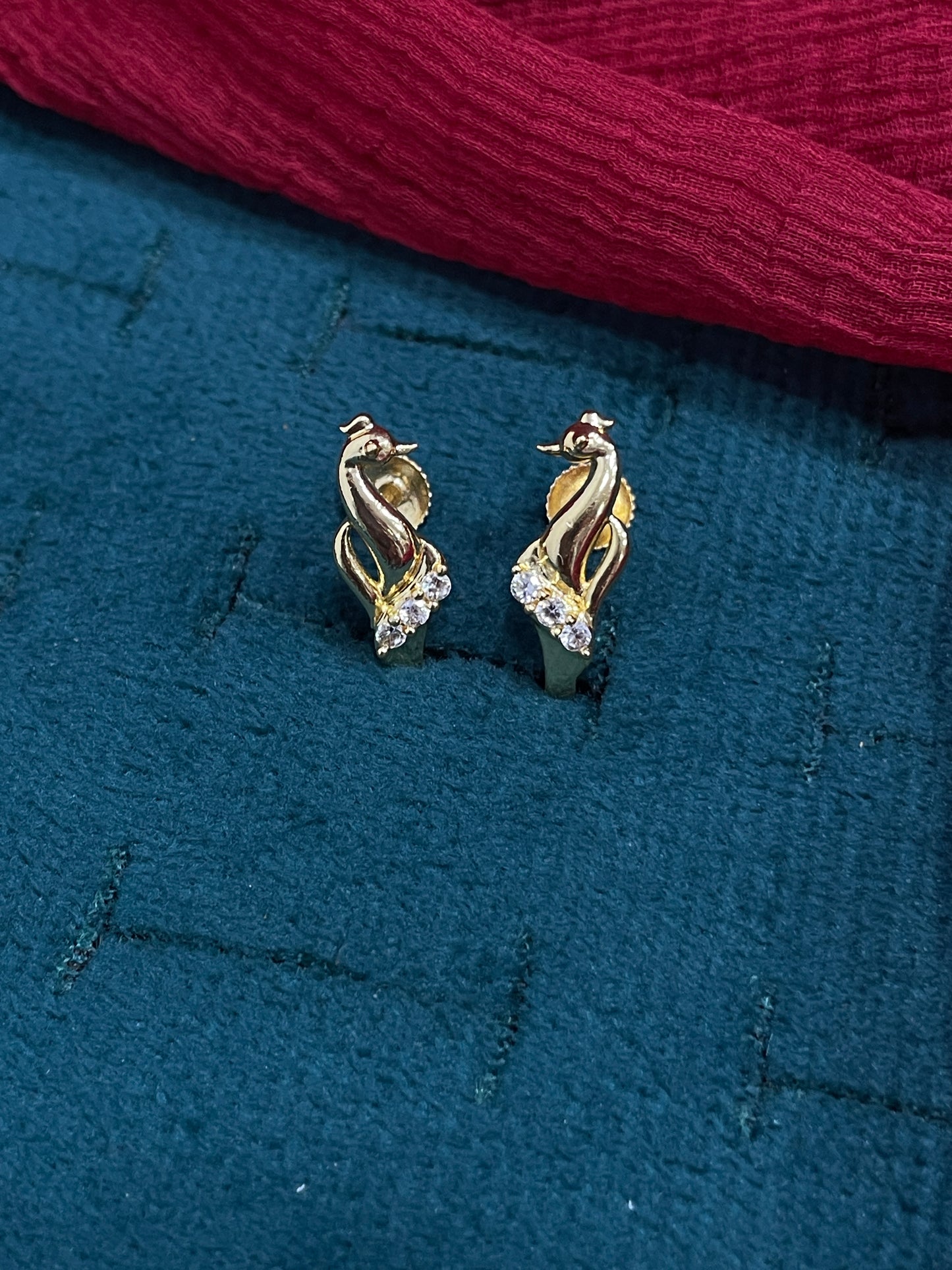 92.5 Silver Gold Plated CZ J studs for Women | Cubic Zirconia Sparkle Design | Elegant Jewellery