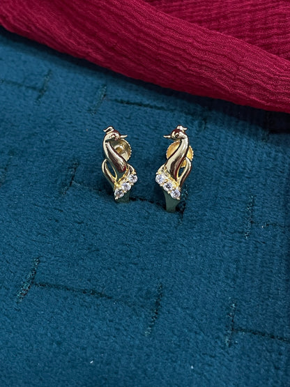 92.5 Silver Gold Plated CZ J studs for Women | Cubic Zirconia Sparkle Design | Elegant Jewellery