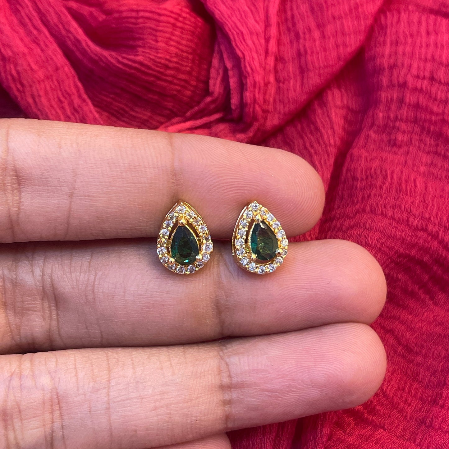 92.5 Silver Gold Plated Stud Earrings for Women | Stylish Elegant Design | Modern Jewellery