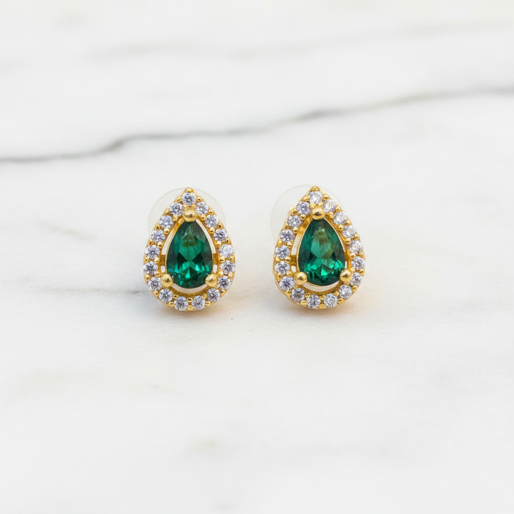 92.5 Silver Gold Plated Stud Earrings for Women | Stylish Elegant Design | Modern Jewellery pair