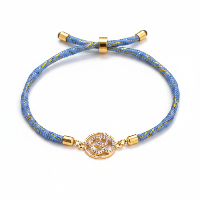 Silver Om Rakhi for Brother | Gold Plated Om Charm with CZ Stones