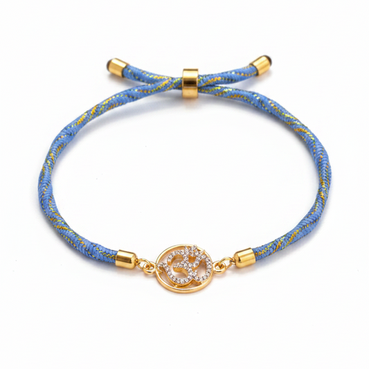 Silver Om Rakhi for Brother | Gold Plated Om Charm with CZ Stones