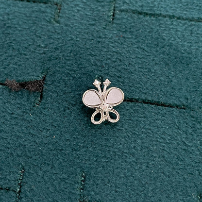 92.5 Sterling Silver MOP Clover Flower & CZ Stud Earrings for Women pair