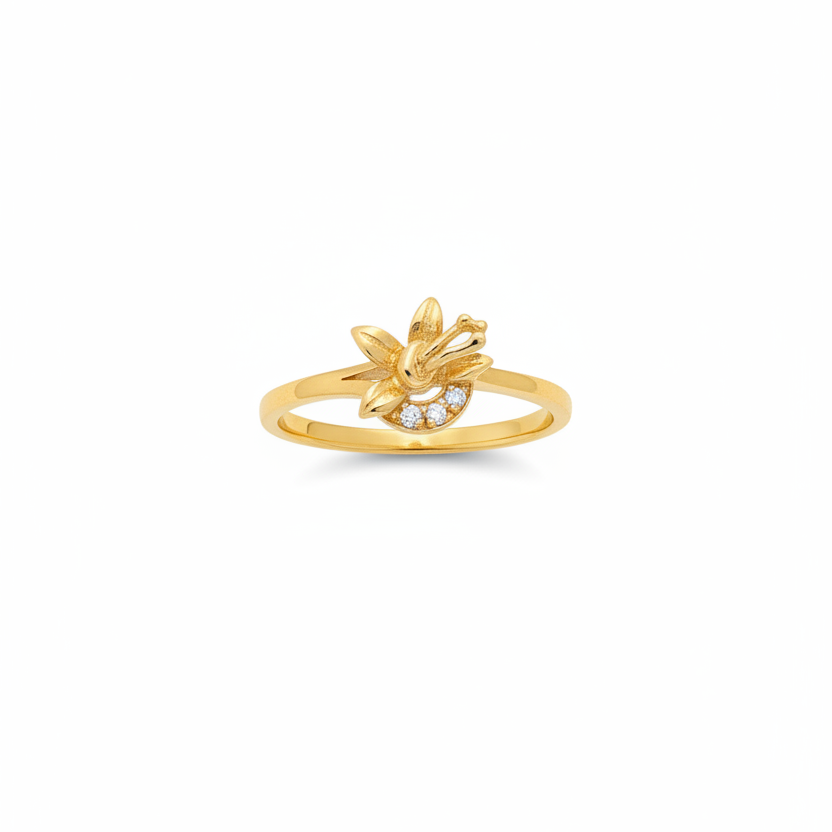92.5 silver gold plated classy leaf ring size 14