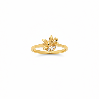 92.5 silver gold plated classy leaf ring size 14