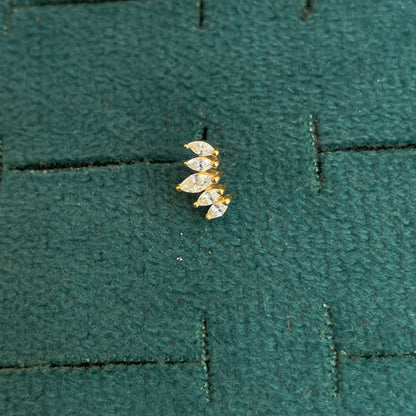 92.5 Silver Gold Plated Petite Leaf Stud Earrings Pair