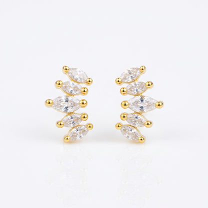 92.5 Silver Gold Plated Petite Leaf Stud Earrings Pair
