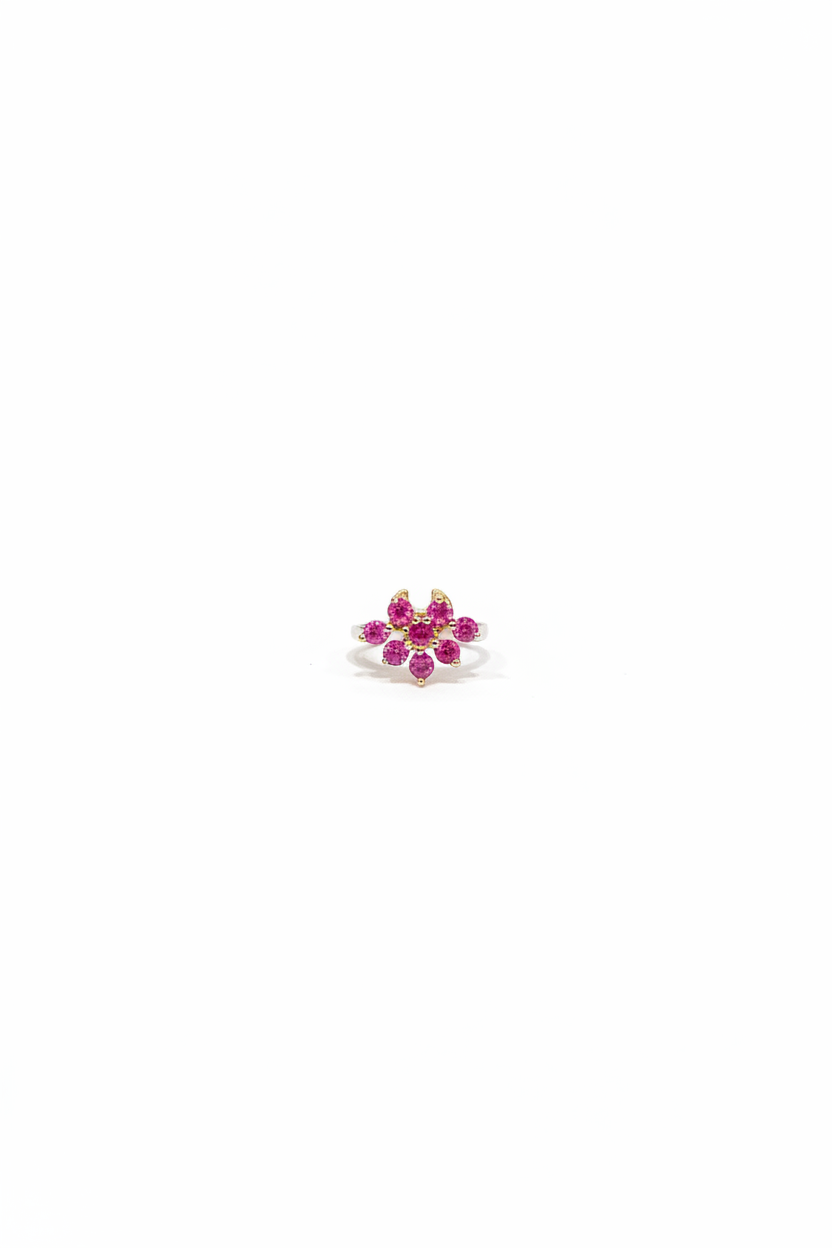 925 Silver Gold Plated Ruby Nose pin