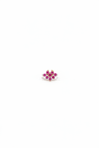 925 Silver Gold Plated Ruby Nose pin