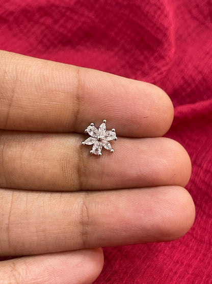 92.5 Silver Elegant Flower Earrings for Women | Stylish Floral Design | Trendy Daily Wear Jewellery