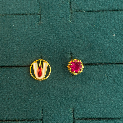 92.5 Silver Gold Plated Govinda Namalu Reversible Stud Single Piece