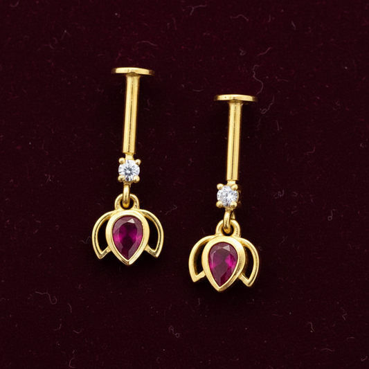 92.5 Silver Gold Plated Pink Lotus Bugadi Pair | Traditional Elegant Design | Jewellery